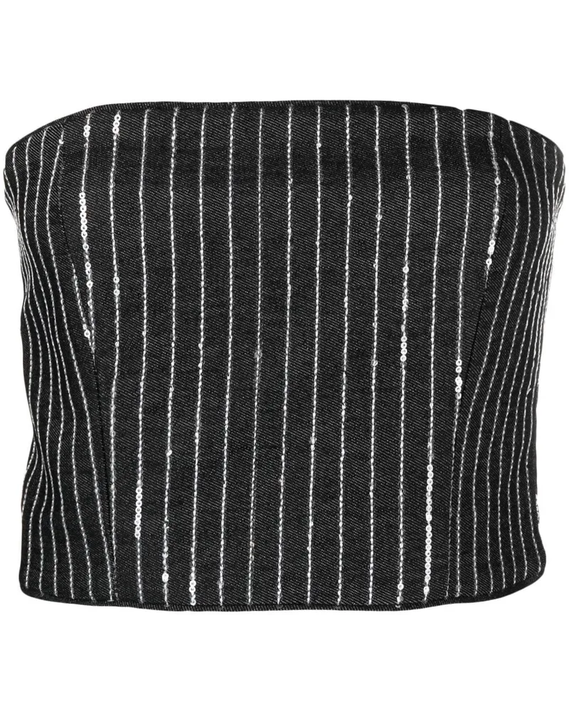 ROTATE Birger Christensen Schulterfreies Cropped-Top - Schwarz Schwarz