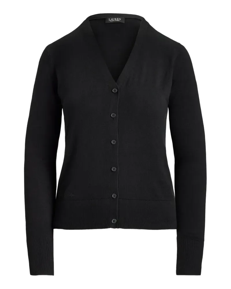 Ralph Lauren V-Ausschnitt-Cardigan mit Logo-Stickerei - Schwarz Schwarz