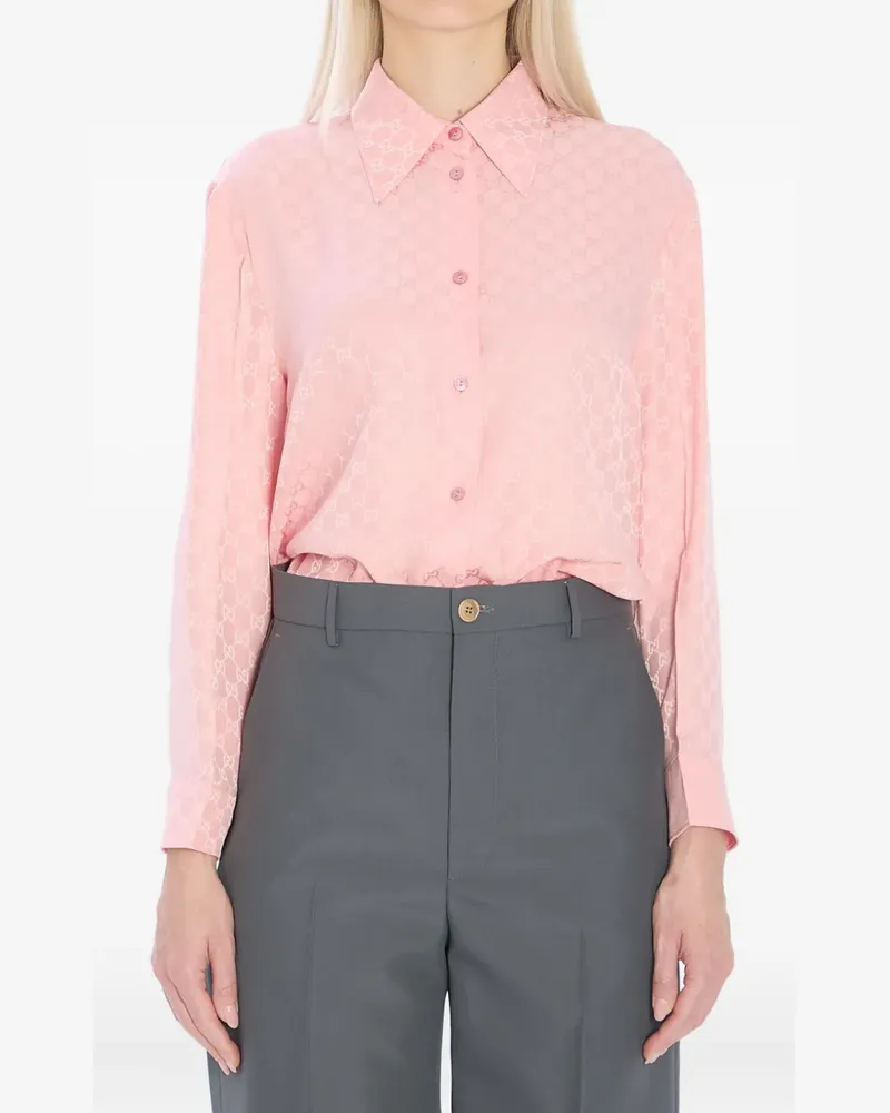 Gucci Seidenhemd mit GG-Jacquardmuster - Rosa Rosa