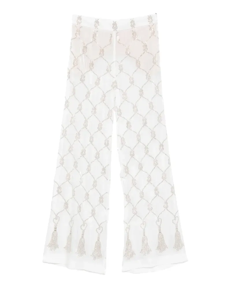 Genny crystal-embellished palazzo pants - Weiß Weiß