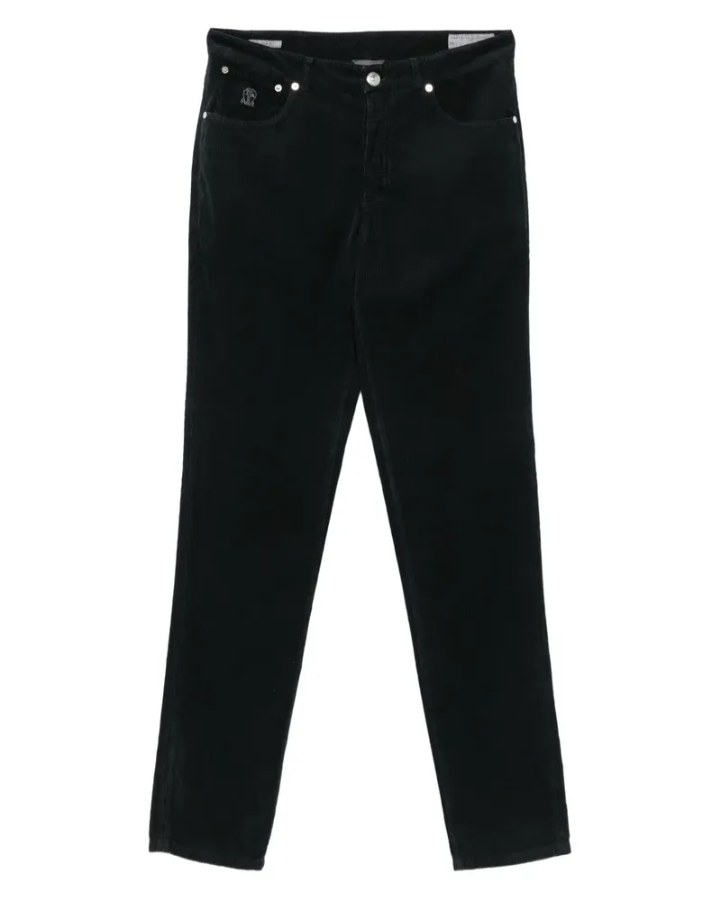 Brunello Cucinelli Hose aus Cord mit Logo-Stickerei - Schwarz Schwarz