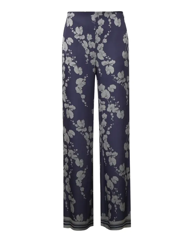 Genny Gerade Hose mit Blumenprint - Blau Blau