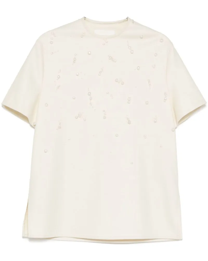 Jil Sander T-Shirt mit Kunstperlen - Nude Nude