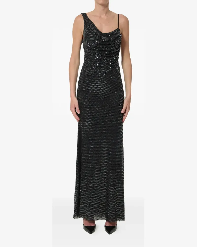 Self-Portrait rhinestone-embellished draped maxi dress - Schwarz Schwarz