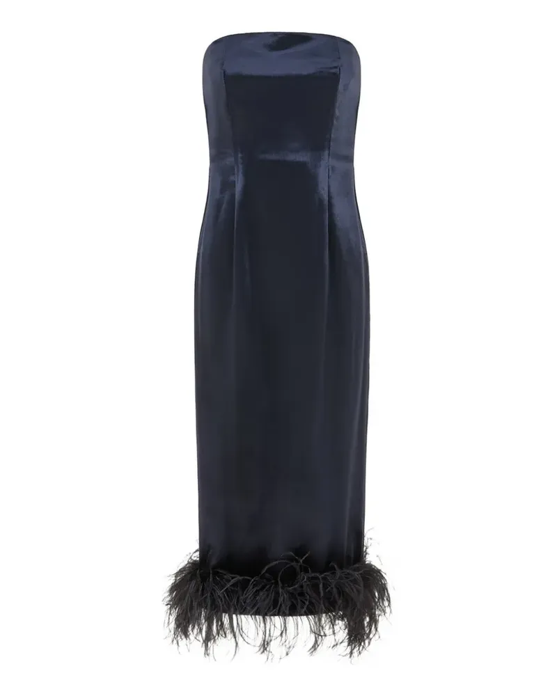 16ARLINGTON Minelli Midikleid aus Samt mit Federbesatz - Blau Blau