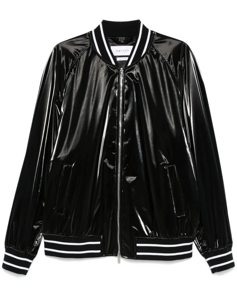 Alexander McQueen Bomberjacke mit gestreiften Details - Schwarz Schwarz