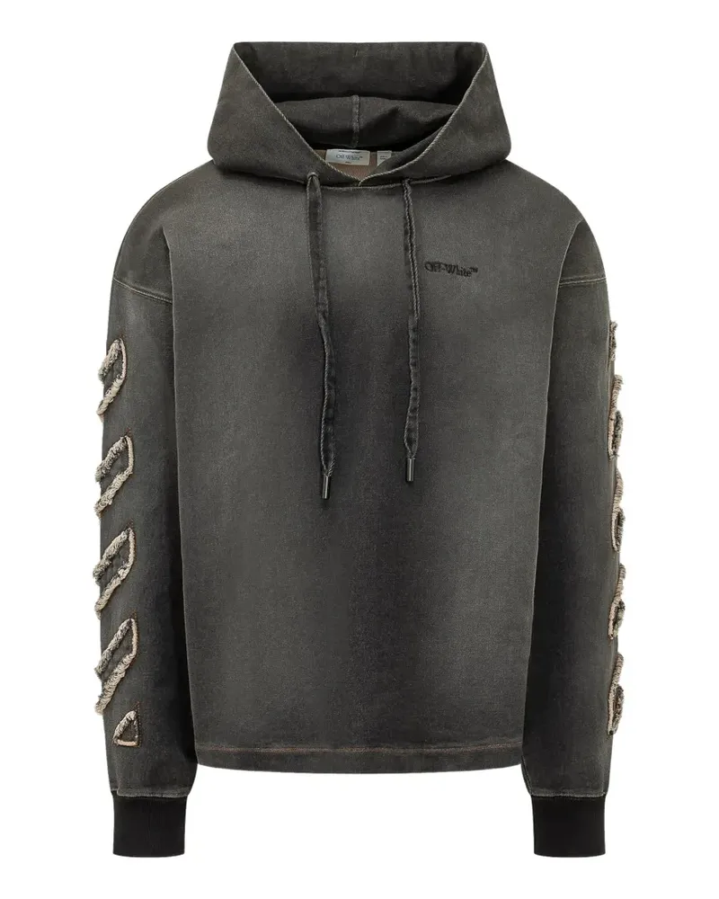 OFF-WHITE diagonals distressed hoodie - Grau Grau