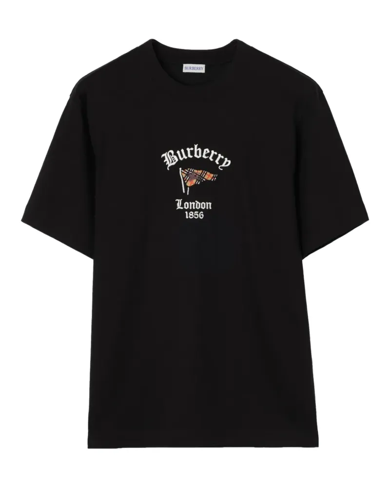 Burberry T-Shirt aus Baumwolle mit Karo-Flagge - Schwarz Schwarz