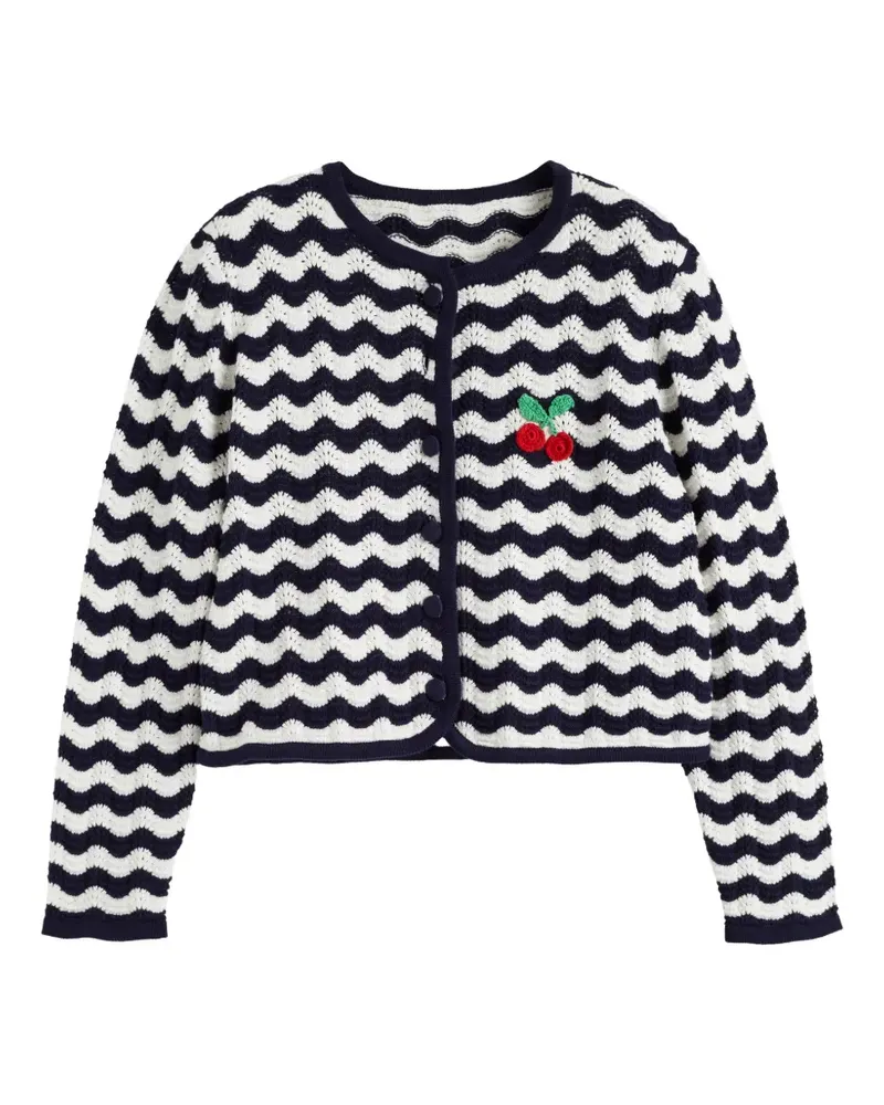Chinti & Parker Gehäkelter Cardigan mit Kirschen - Blau Blau