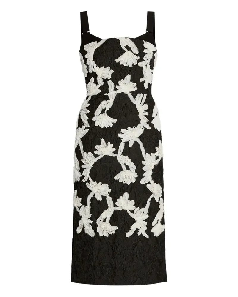 Erdem Kleid mit Blumenapplikation - Schwarz Schwarz