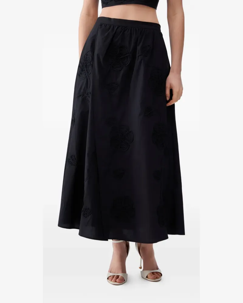Liu Jo embroidery slit midi skirt - Schwarz Schwarz
