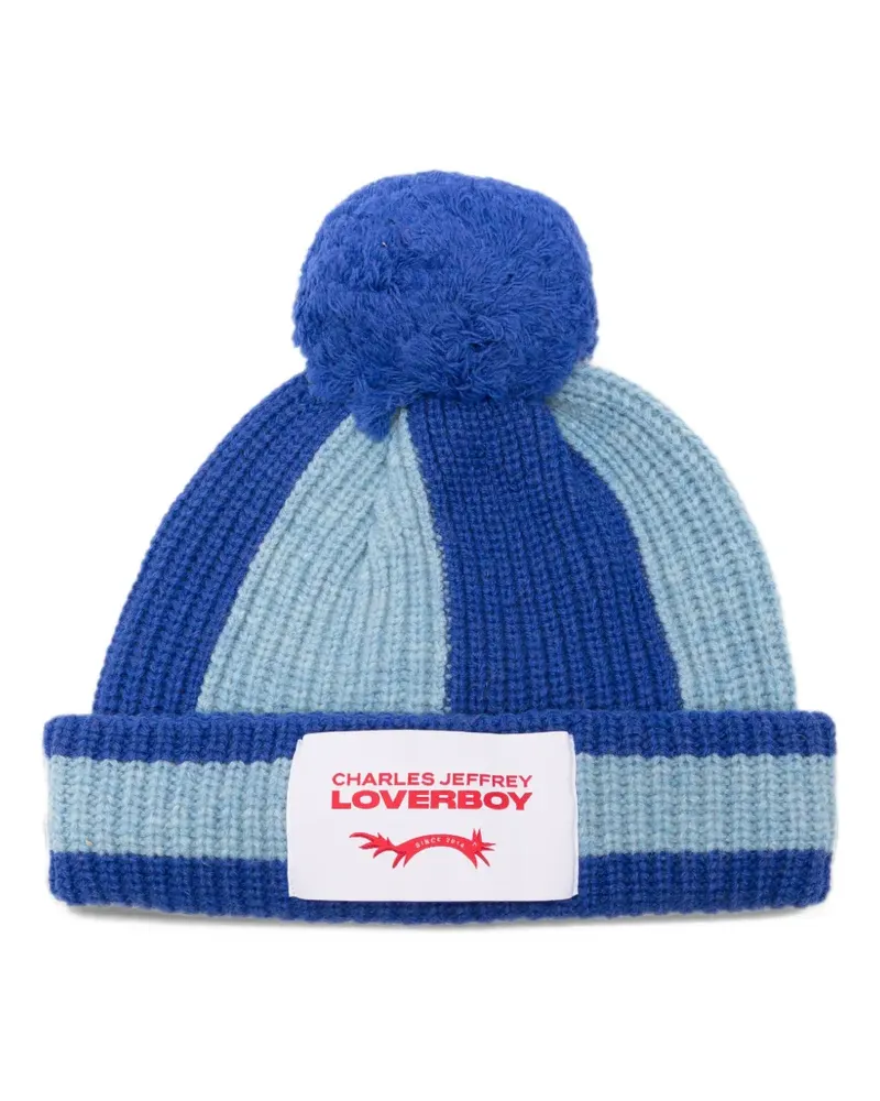 Charles Jeffrey Loverboy striped pompom beanie hat - Blau Blau
