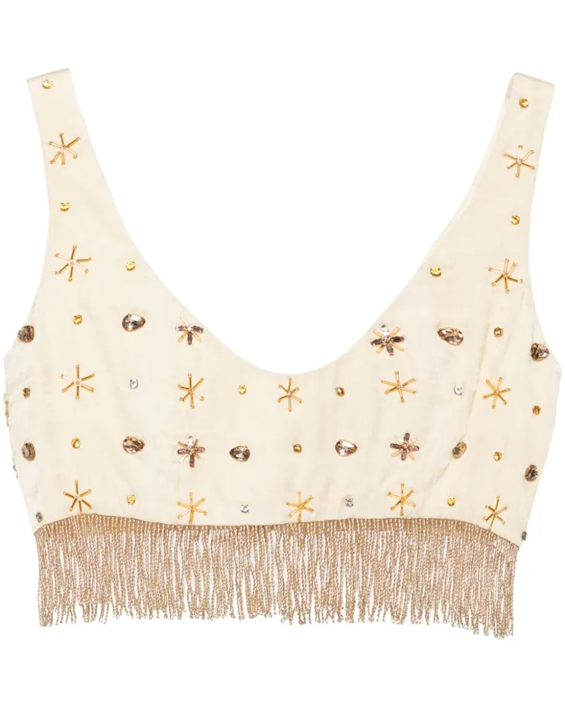 forte_forte Cropped-Top mit Perlen - Nude Nude