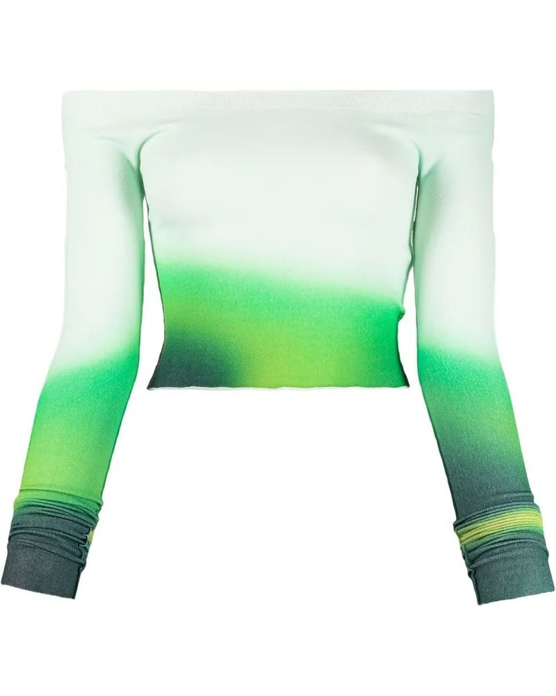 OFF-WHITE Off-Shoulder-Top mit Farbverlauf - Grün Grün