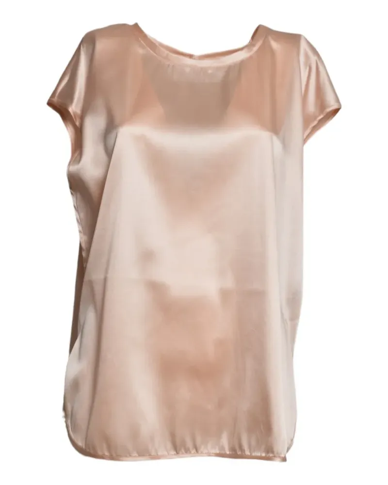 SOLOTRE satin-finish short-sleeve blouse - Rosa Rosa