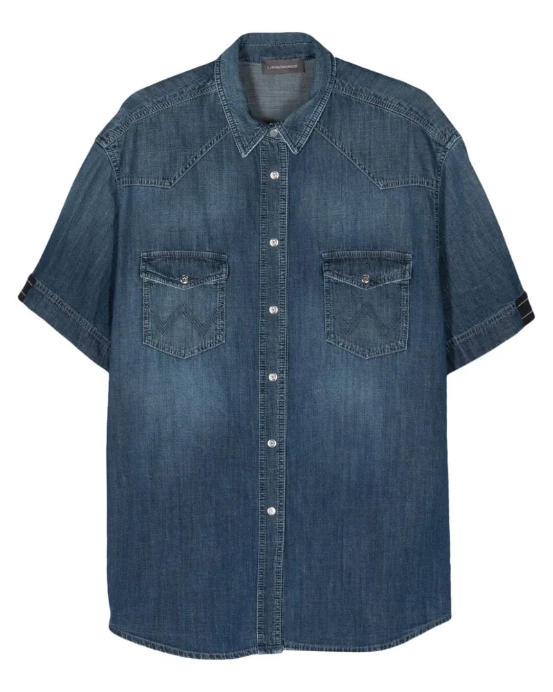 Lorena Antoniazzi Kurzärmeliges Jeanshemd - Blau Blau