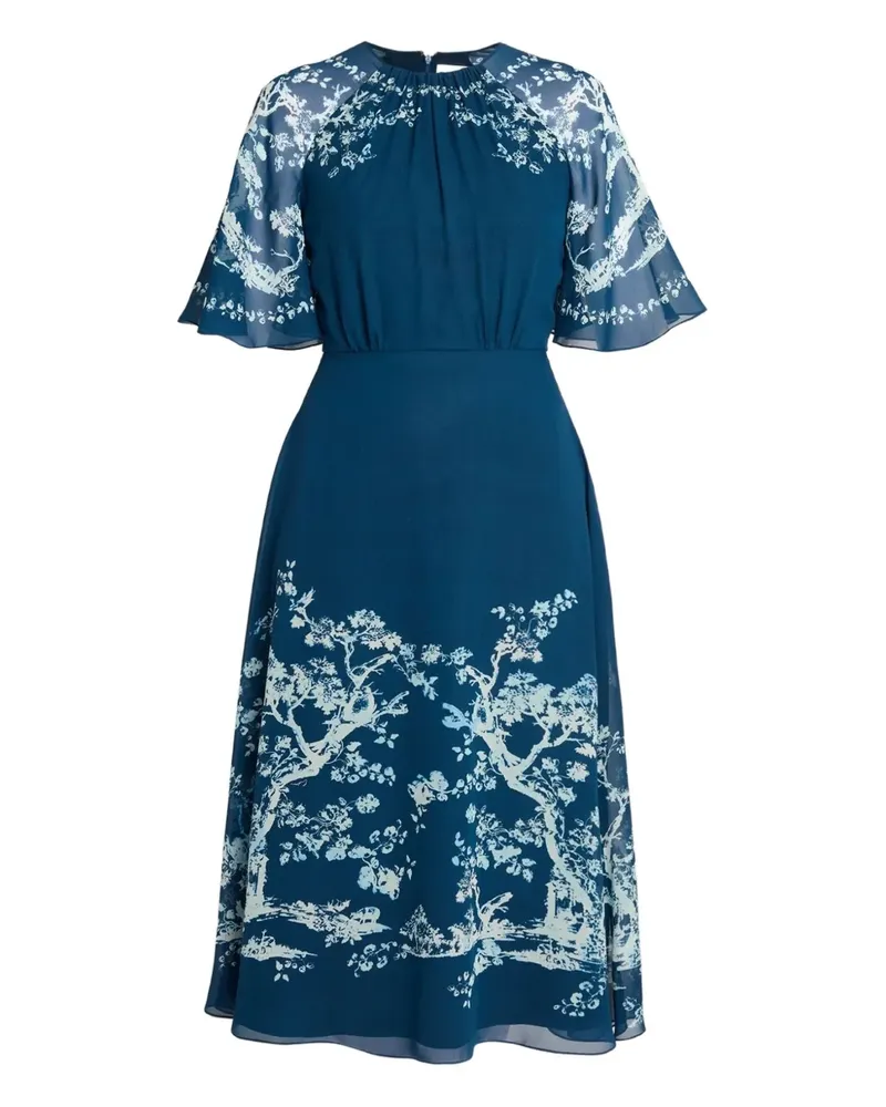 Erdem Midikleid mit Blumen-Print - Blau Blau