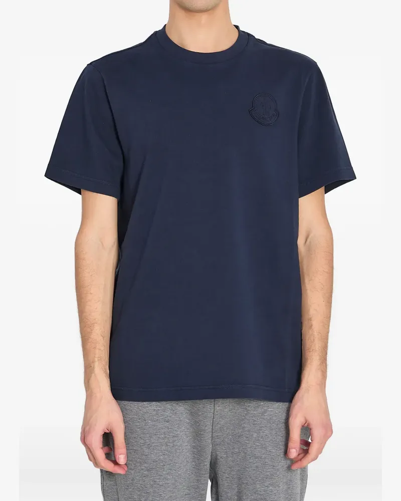 Moncler T-Shirt mit Logo-Stickerei - Blau Blau