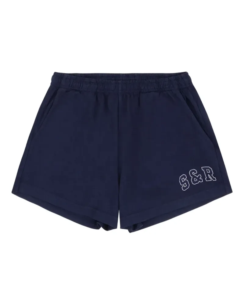 SPORTY & RICH elasticated embroidered shorts - Blau Blau