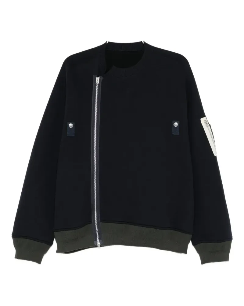 Sacai panelled zip-up jacket - Blau Blau