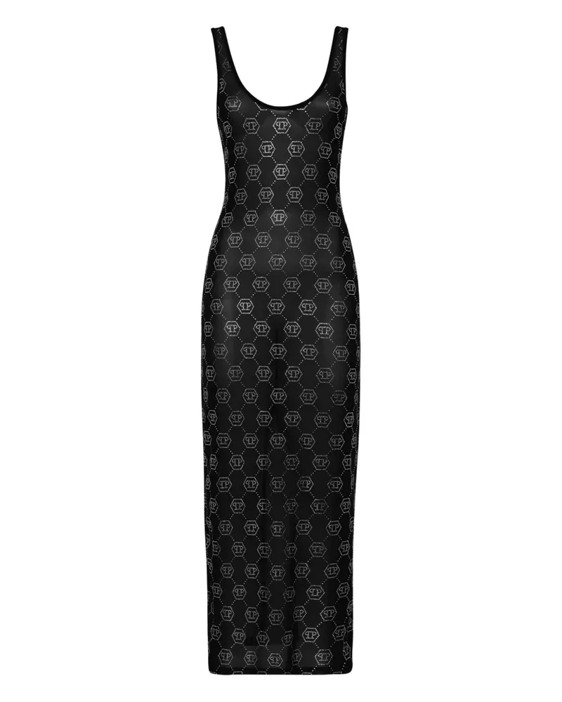 Philipp Plein Transparentes Kleid mit Monogramm - Schwarz Schwarz