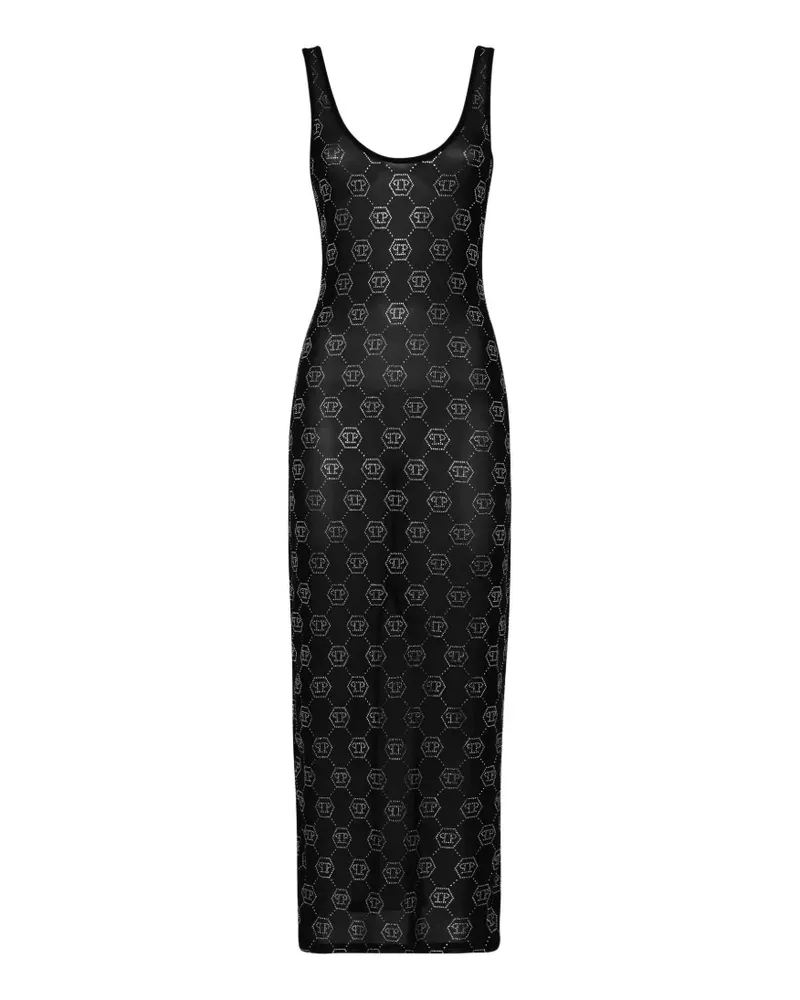Philipp Plein Transparentes Kleid mit Monogramm - Schwarz Schwarz