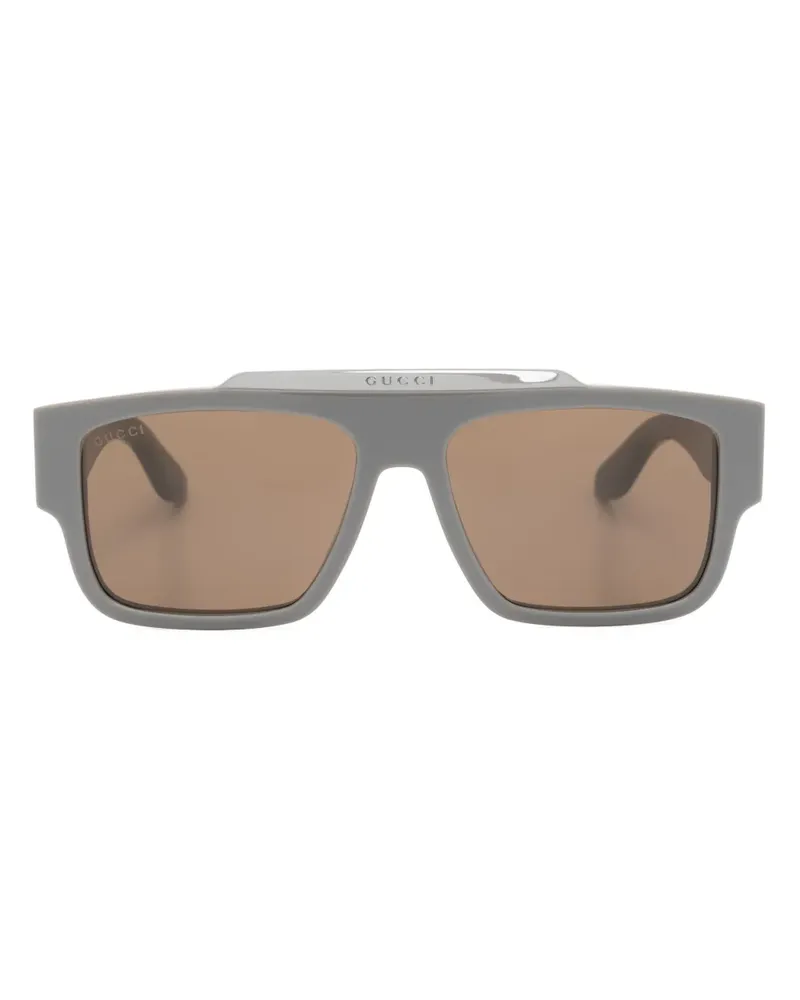 Gucci Eckige Sonnenbrille mit Logo - Grau Grau