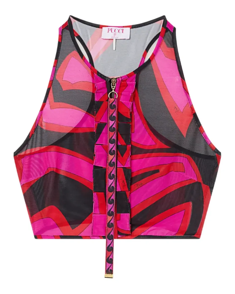 Emilio Pucci Labirinto-print ruffle sleeveless top - Rosa Rosa
