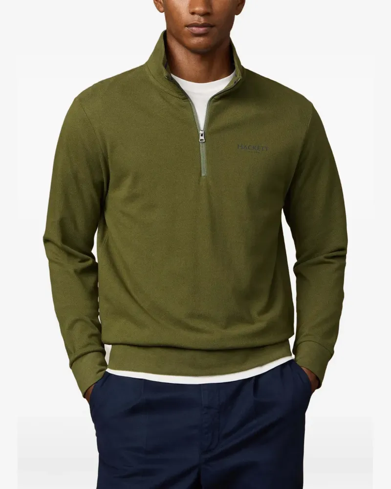 Hackett Piqué-Pullover mit Viertelreißverschluss - Grün Grün
