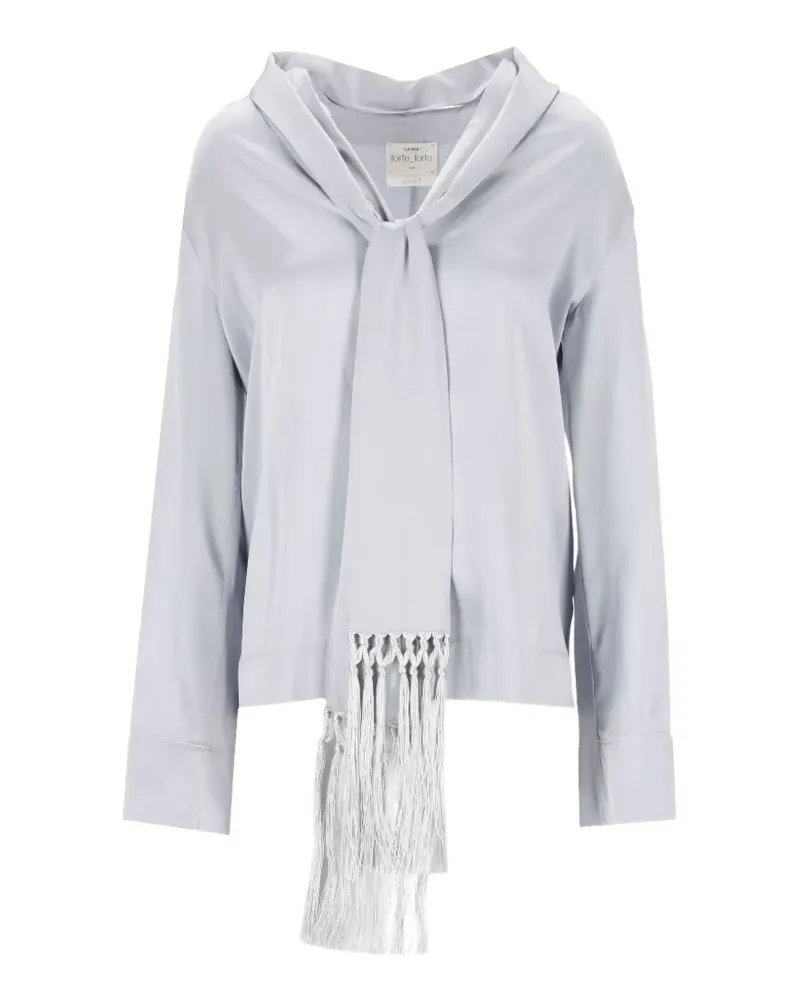 forte_forte Seidensatin-Bluse mit Fransen - Grau Grau
