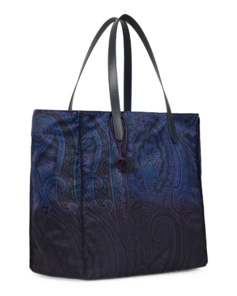 Etro Unfold Me nylon tote bag with degradé Arnica motif - Blau Blau