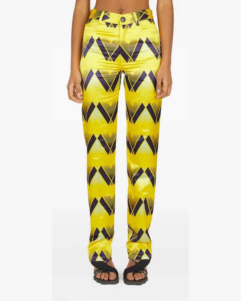 Meryll Rogge Satinhose mit grafischem Print - Gelb Gelb