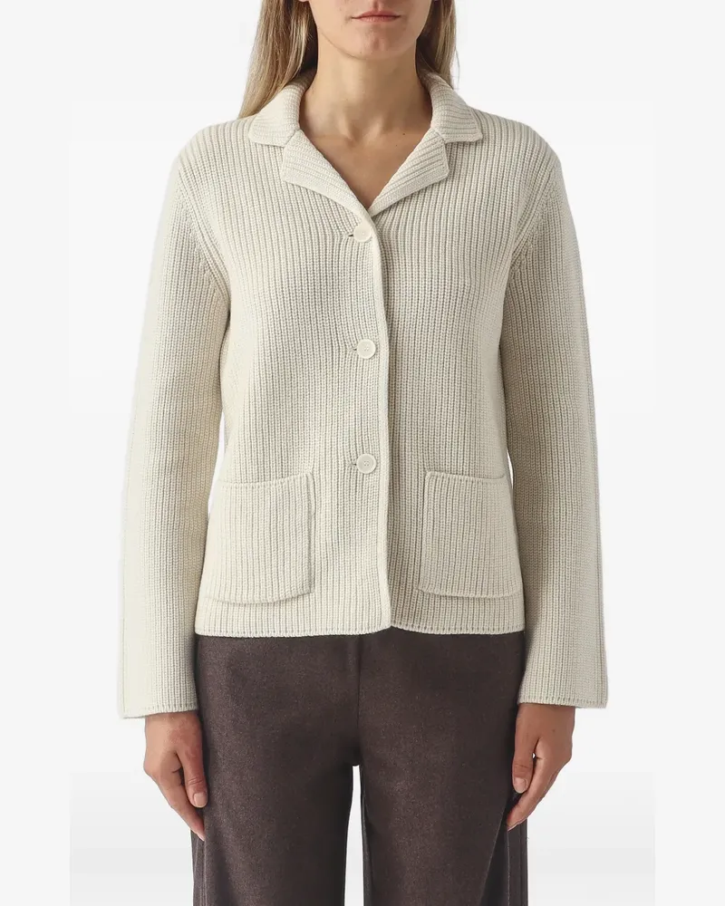 Gran Sasso Gerippter Cardigan mit aufgesetzten Taschen - Weiß Weiß