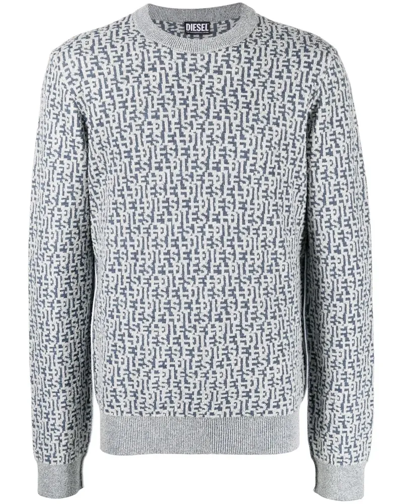 Diesel Pullover mit Jacquard-Logo - Blau Blau