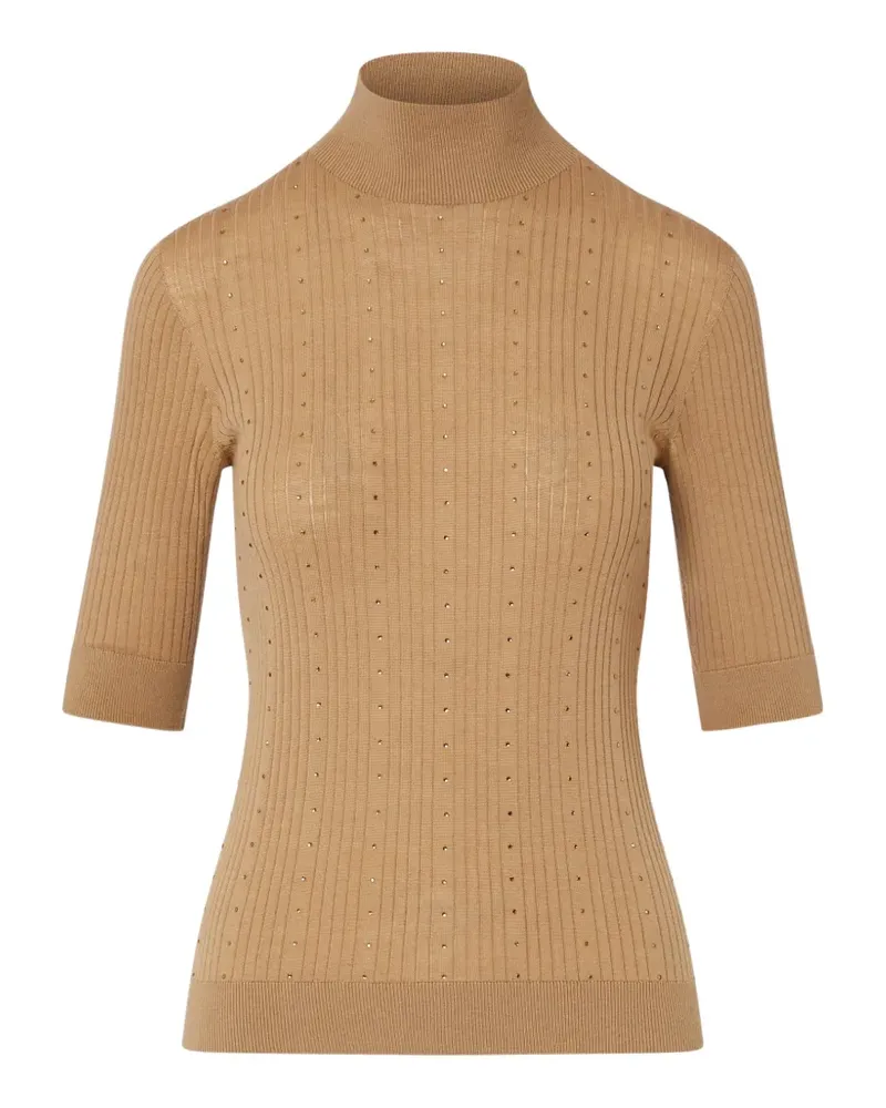 Liu Jo wool top with rhinestones - Nude Nude