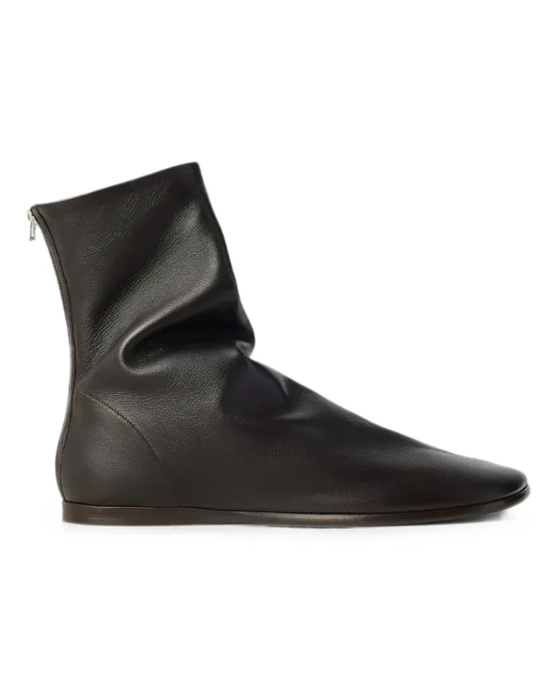 Christophe Lemaire Flache Glove Stiefel aus glänzendem Lammleder - Braun Braun