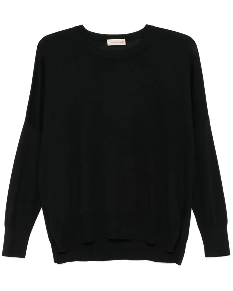 Blanca Fein gestrickter Pullover - Schwarz Schwarz