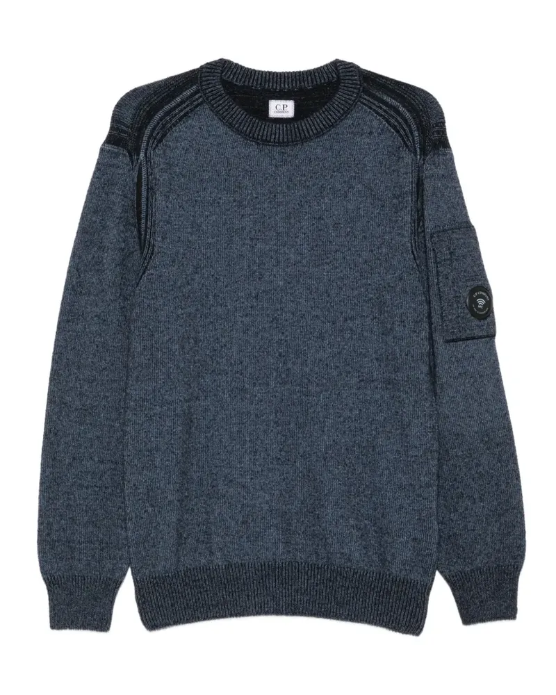 C.P. Company Gerippter Pullover mit Linsen-Detail - Blau Blau