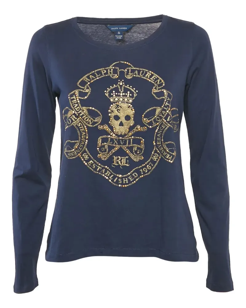 Ralph Lauren Langarmshirt mit Totenkopf-Applikation - Blau Blau