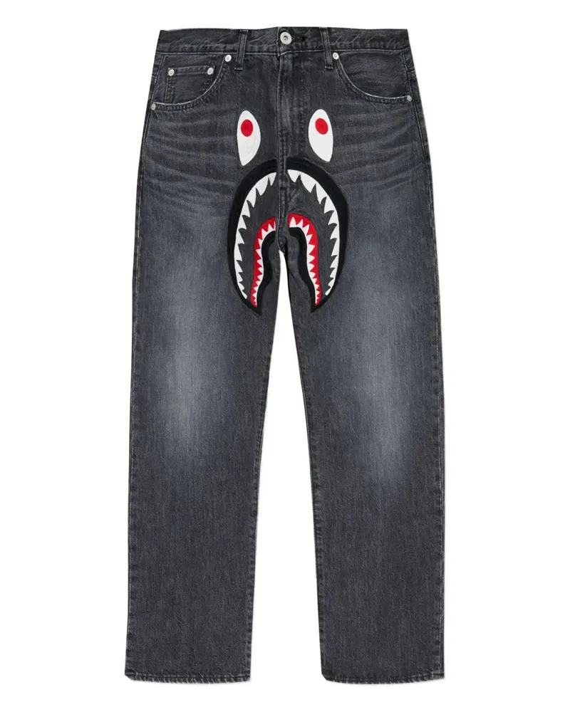 BAPE Jeans mit Hai-Applikation - Grau Grau
