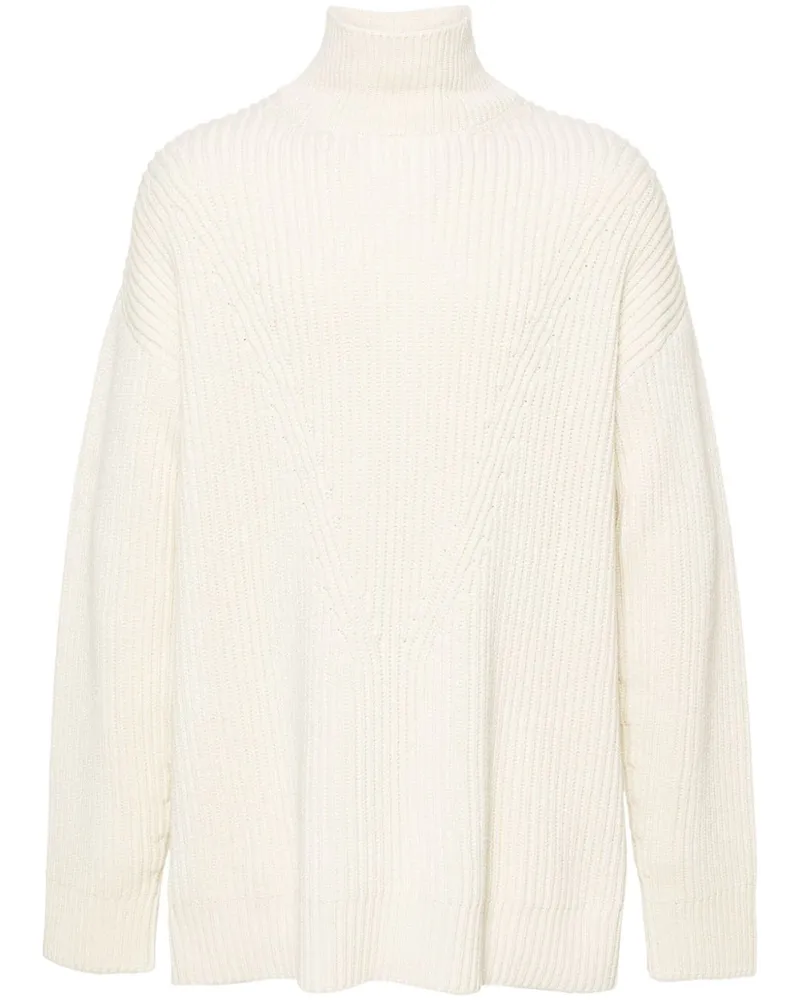 Jil Sander Gerippter Wollpullover - Weiß Weiß