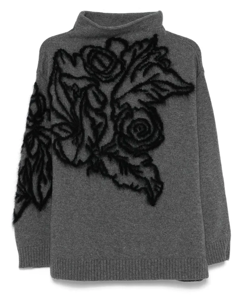 Alberta Ferretti Pullover mit Blumen-Intarsie - Grau Grau
