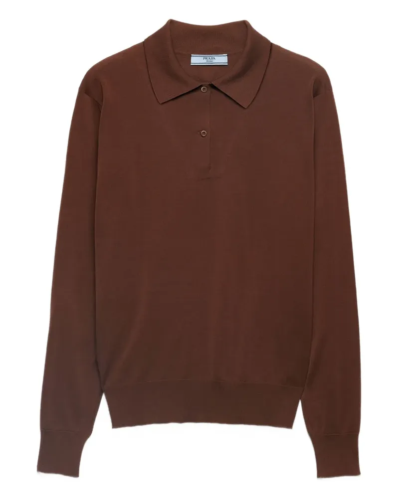 Prada Gerippter Pullover mit Polokragen - Braun Braun