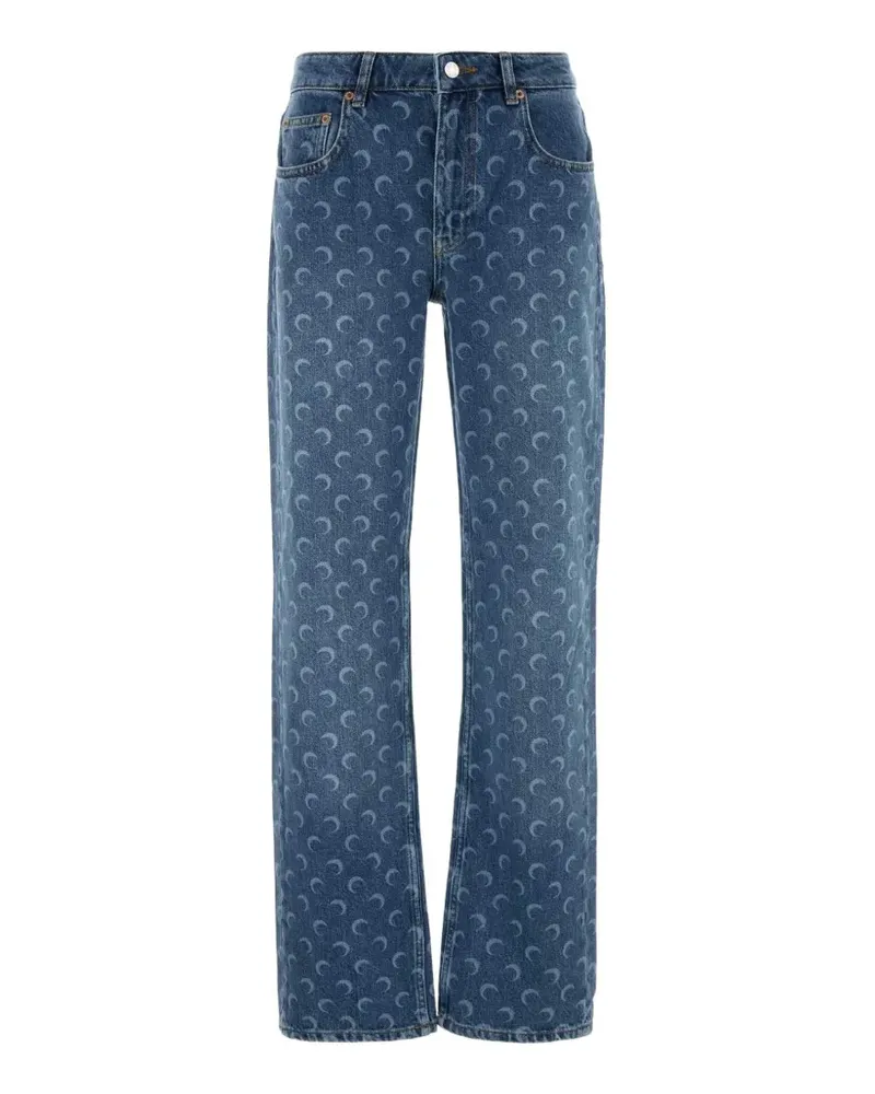 Marine Serre Moon-print jeans - Blau Blau