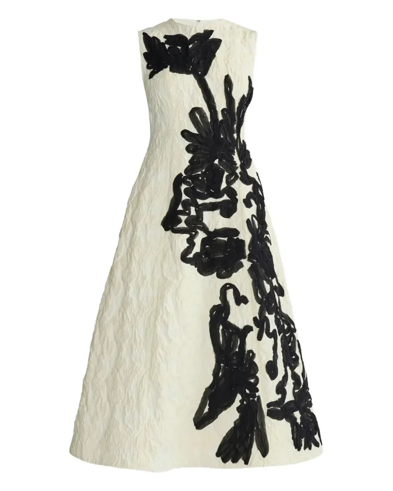 Erdem Trägerkleid mit Blumenapplikation - Weiß Weiß