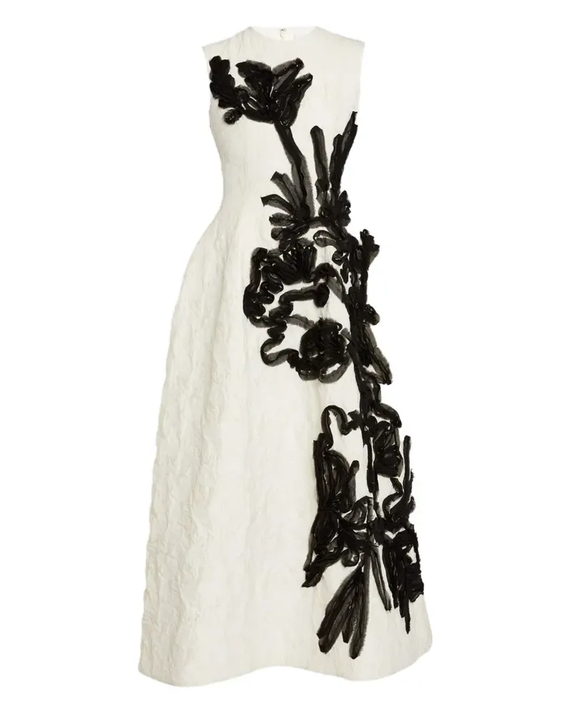Erdem Trägerkleid mit Blumenapplikation - Weiß Weiß
