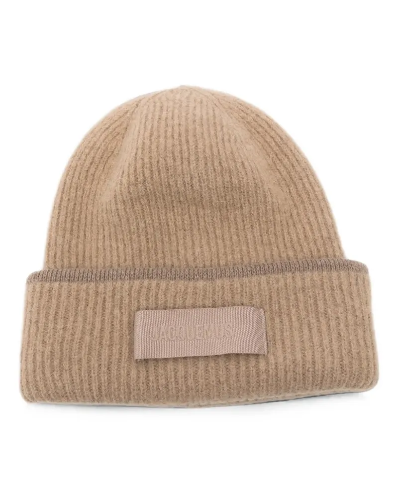 Jacquemus Gerippte Beanie mit Logo-Patch - Nude Nude