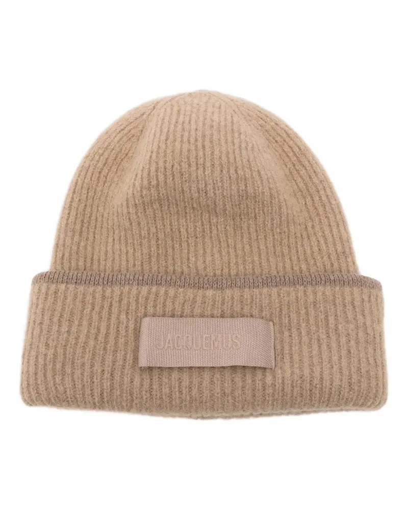 Jacquemus Gerippte Beanie mit Logo-Patch - Nude Nude