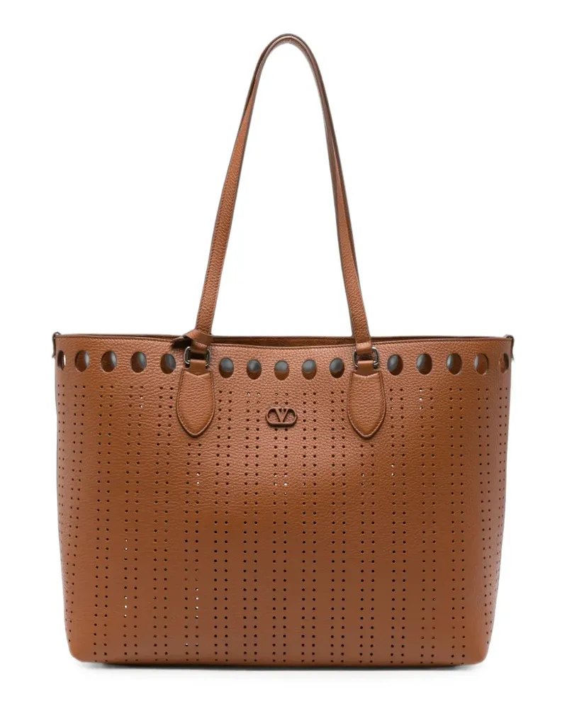 Valentino Garavani large Dottie laser-cut tote bag - Braun Braun