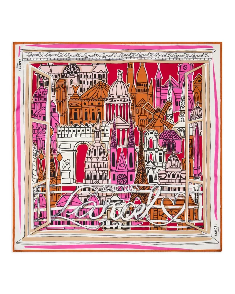 Lancel Paris a la Fenetre printed scarf - Rot Rot